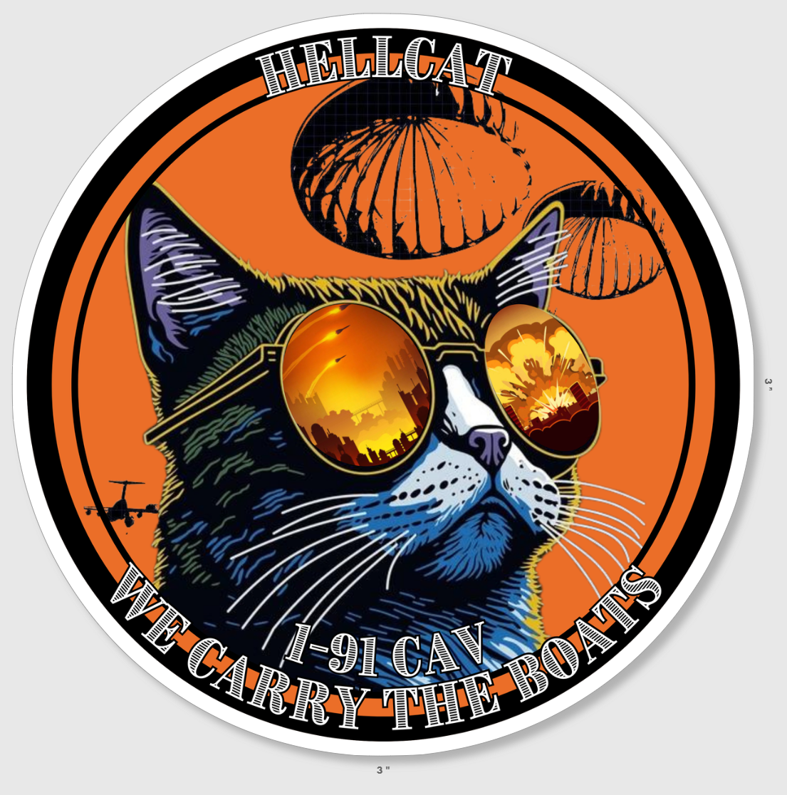 1-91 CAV Hellcat Kitty Sticker